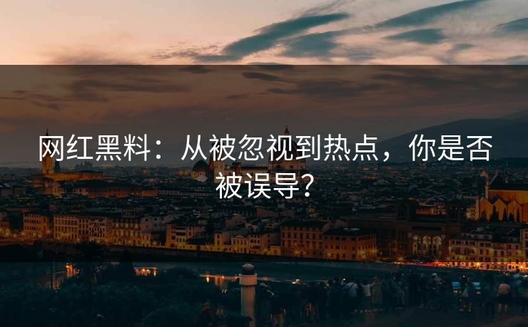 网红黑料：从被忽视到热点，你是否被误导？