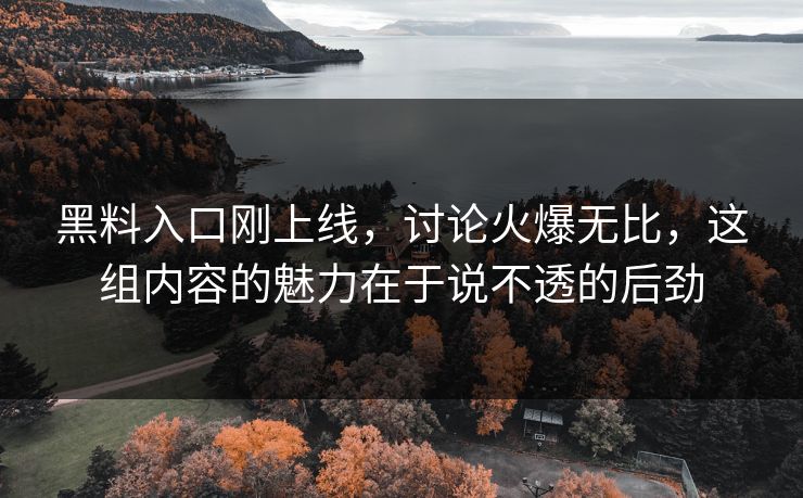 黑料入口刚上线,讨论火爆无比,这组内容的魅力在于说不透的后劲 黑料入口刚上线,讨论火爆无比,这组内容的魅力在于说不透的后劲